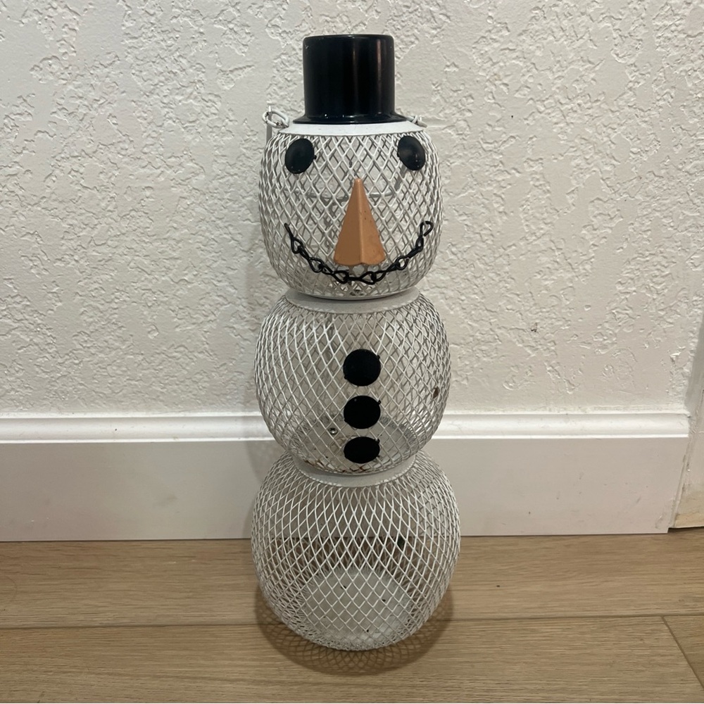 No No Snowman Wild Bird Feeder White All Metal Wire Mesh Standing Base Included - Picture 4 of 4